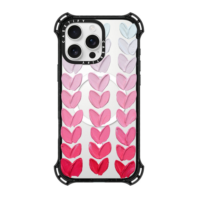 Ann Marie Coolick x CASETiFY iPhone 16 Pro Max ケース ブラック バウンスケース Pink Polka Daub Hearts