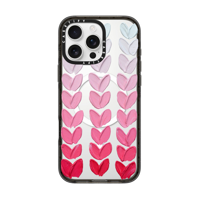 Ann Marie Coolick x CASETiFY iPhone 16 Pro Max ケース ブラック インパクトケース MagSafe対応 Pink Polka Daub Hearts