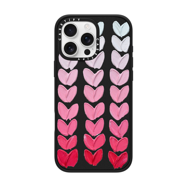 Ann Marie Coolick x CASETiFY iPhone 16 Pro Max ケース マットブラック インパクトケース MagSafe対応 Pink Polka Daub Hearts