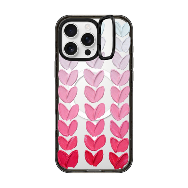 Ann Marie Coolick x CASETiFY iPhone 16 Pro Max ケース ブラック インパクトリングスタンドケース MagSafe対応 Pink Polka Daub Hearts