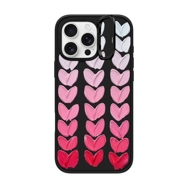 Ann Marie Coolick x CASETiFY iPhone 16 Pro Max ケース マットブラック インパクトリングスタンドケース MagSafe対応 Pink Polka Daub Hearts