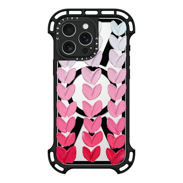 Ann Marie Coolick x CASETiFY iPhone 16 Pro Max ケース ブラック ウルトラ バウンスケース MagSafe対応 Pink Polka Daub Hearts