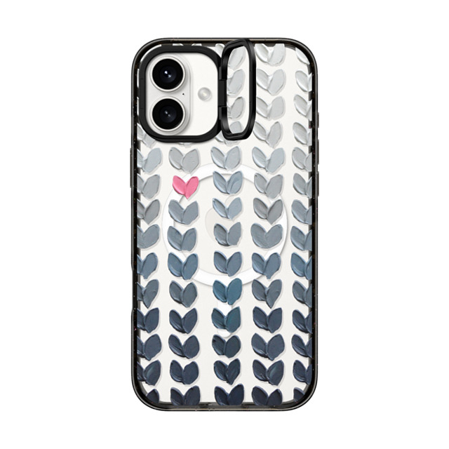 Ann Marie Coolick x CASETiFY iPhone 16 Plus Case Black インパクトリングスタンドケース MagSafe対応 Pink and Grey Polka Daub Hearts Ann Marie Coolick x CASETiFY iPhone 16 Plus Case Black インパクトリングスタンドケース MagSafe対応 Pink and Grey Polka Daub Hearts