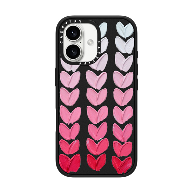 Ann Marie Coolick x CASETiFY iPhone 16 ケース マットブラック インパクトケース Pink Polka Daub Hearts