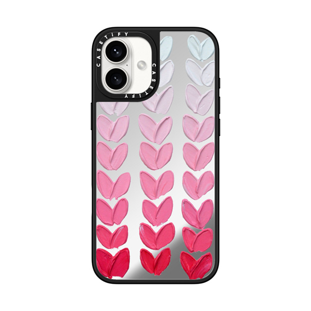 Ann Marie Coolick x CASETiFY iPhone 16 Plus Case Silver on Black ミラーケース MagSafe対応 Pink Polka Daub Hearts Ann Marie Coolick x CASETiFY iPhone 16 Plus Case Silver on Black ミラーケース MagSafe対応 Pink Polka Daub Hearts
