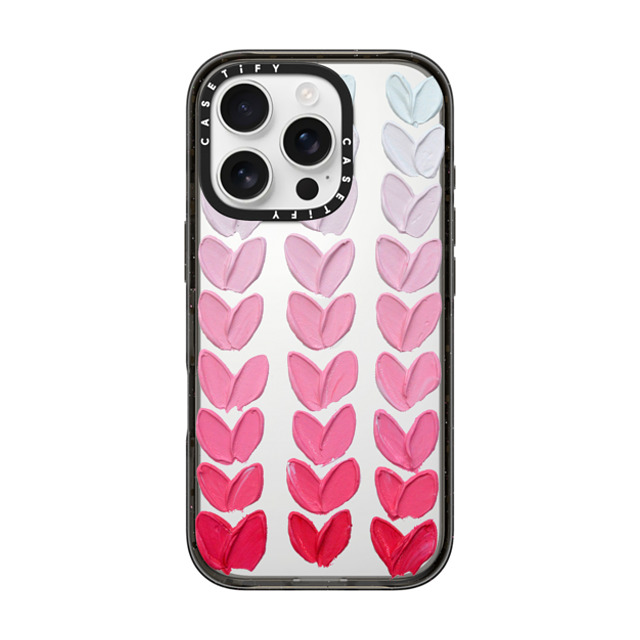 Ann Marie Coolick x CASETiFY iPhone 16 Pro ケース ブラック インパクトケース Pink Polka Daub Hearts