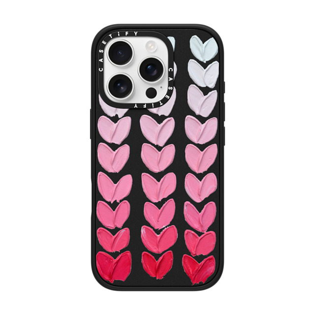 Ann Marie Coolick x CASETiFY iPhone 16 Pro ケース マットブラック インパクトケース Pink Polka Daub Hearts