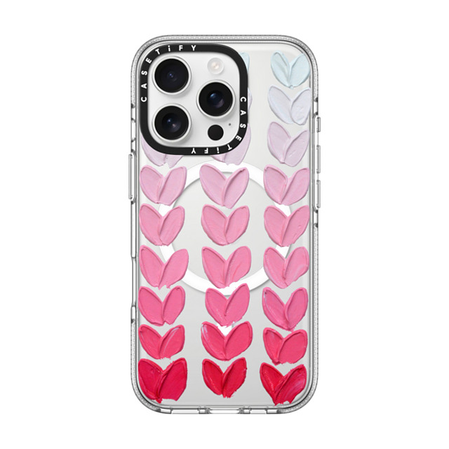 Ann Marie Coolick x CASETiFY iPhone 16 Pro ケース クリア クリア ケース MagSafe対応 Pink Polka Daub Hearts