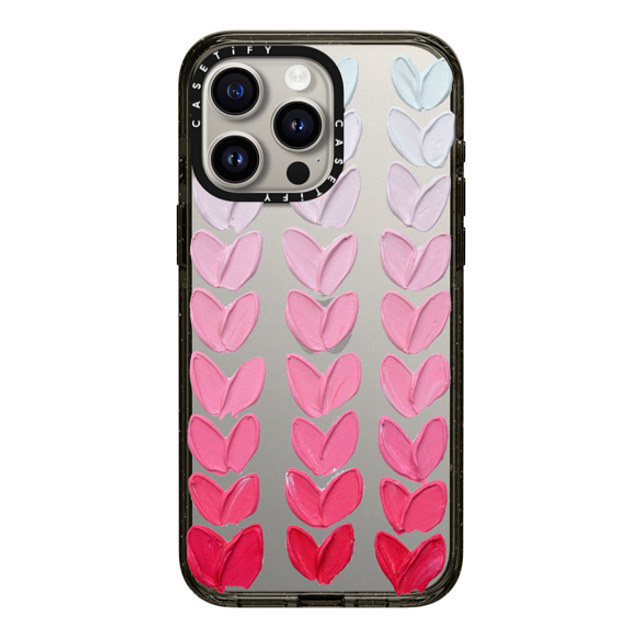 Ann Marie Coolick x CASETiFY iPhone 15 Pro Max ケース ブラック インパクトケース Pink Polka Daub Hearts