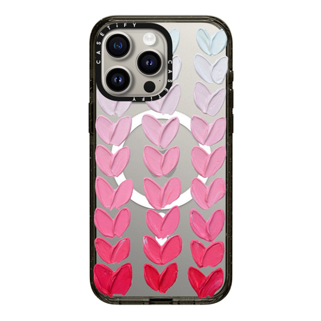 Ann Marie Coolick x CASETiFY iPhone 15 Pro Max ケース ブラック インパクトケース MagSafe対応 Pink Polka Daub Hearts