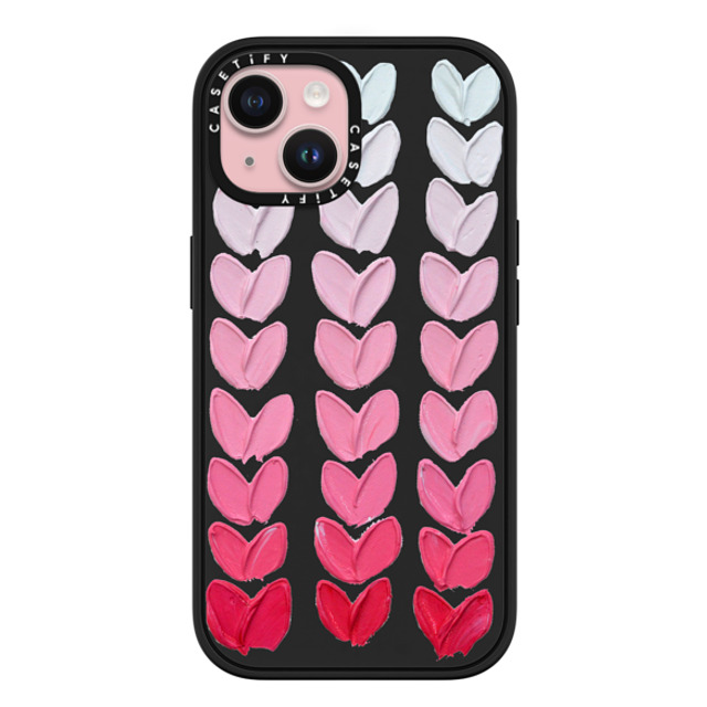 Ann Marie Coolick x CASETiFY iPhone 15 ケース マットブラック インパクトケース MagSafe対応 Pink Polka Daub Hearts