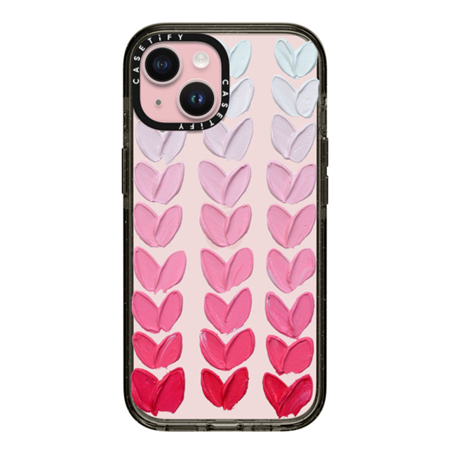 Ann Marie Coolick x CASETiFY iPhone 15 ケース ブラック インパクトケース Pink Polka Daub Hearts