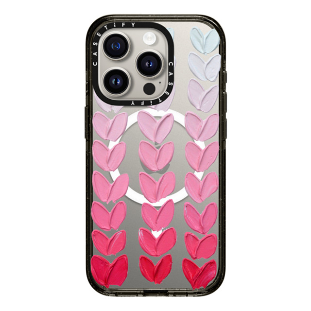 Ann Marie Coolick x CASETiFY iPhone 15 Pro ケース ブラック インパクトケース MagSafe対応 Pink Polka Daub Hearts