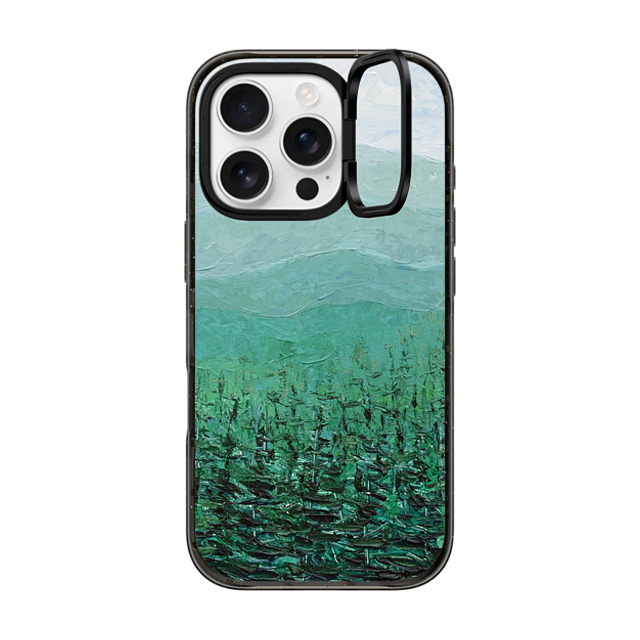 Ann Marie Coolick x CASETiFY iPhone 16 Pro ケース ブラック インパクトリングスタンドケース MagSafe対応 Pine Forest