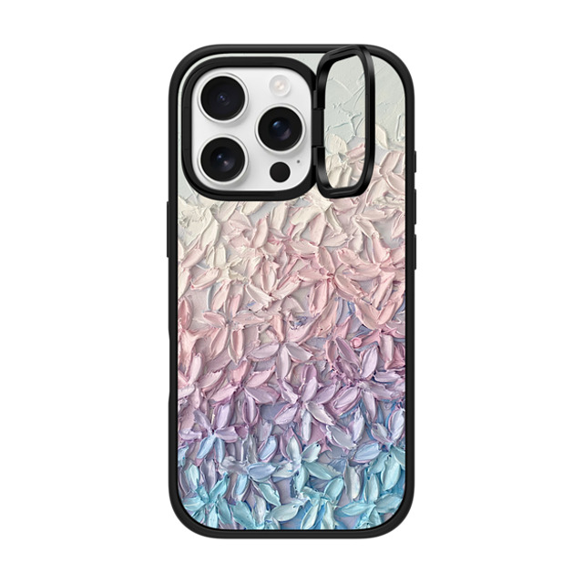 Ann Marie Coolick x CASETiFY iPhone 16 Pro ケース マットブラック インパクトリングスタンドケース MagSafe対応 Cherry Blossom Gradient