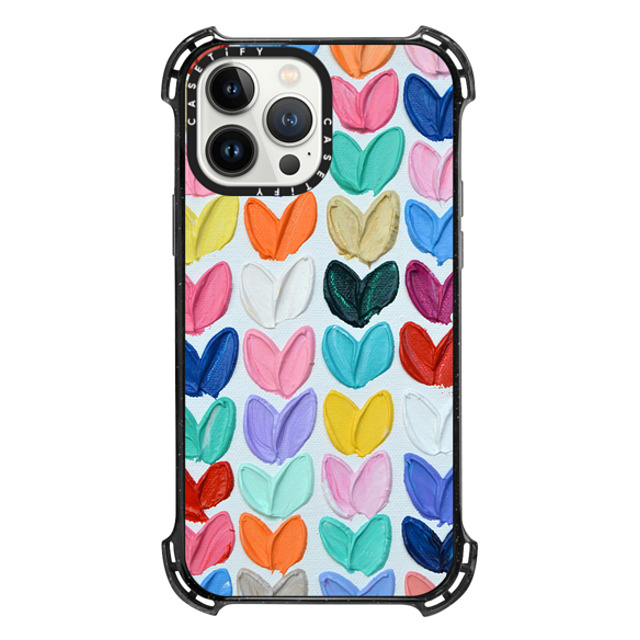 Ann Marie Coolick x CASETiFY iPhone 13 Pro Max �P�[�X Love,Fine Art Triple Black �o�E���X�P�[�X Polka Daub Rainbow Hearts