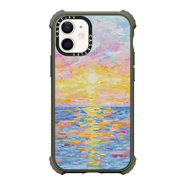 Ann Marie Coolick x CASETiFY iPhone 12 mini ケース Matte Olive ウルトラインパクトケース Frosted Sunset