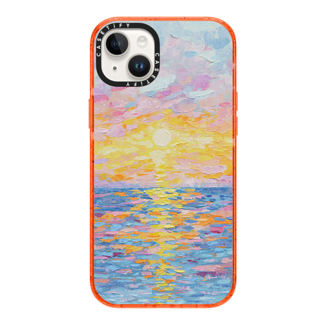 Ann Marie Coolick x CASETiFY iPhone 14 Plus Case オレンジ Impact Case Frosted Sunset