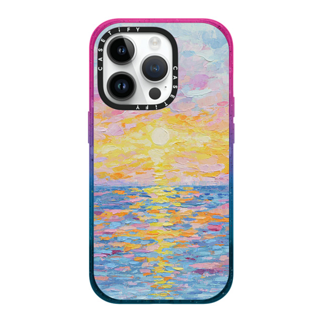 Ann Marie Coolick x CASETiFY iPhone 14 Pro Case Cotton Candy Impact Case MagSafe Compatible Frosted Sunset