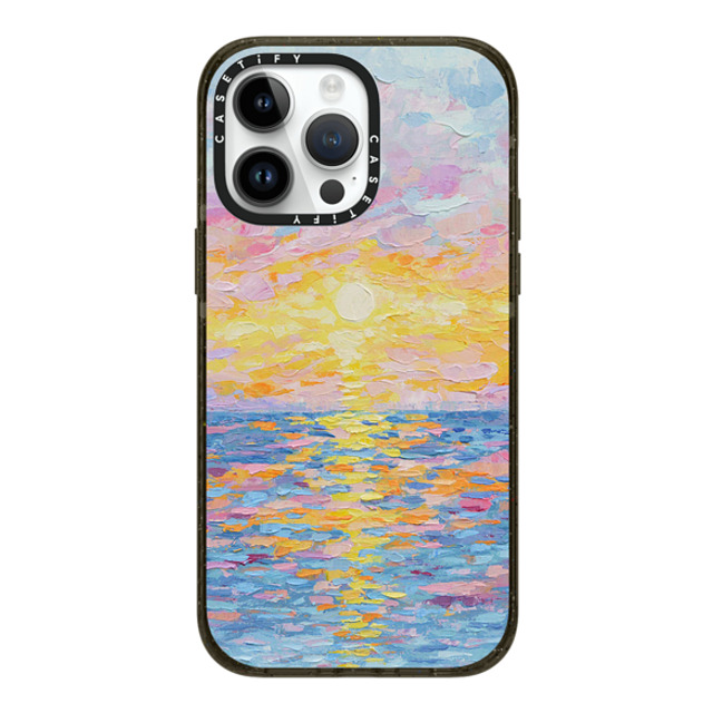 Ann Marie Coolick x CASETiFY iPhone 14 Pro Max Case Black Impact Case MagSafe Compatible Frosted Sunset