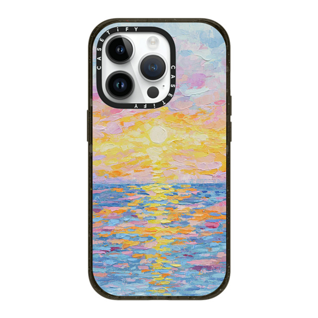 Ann Marie Coolick x CASETiFY iPhone 14 Pro Case Black Impact Case MagSafe Compatible Frosted Sunset