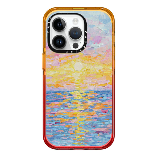 Ann Marie Coolick x CASETiFY iPhone 14 Pro Case Peach Haze Impact Case MagSafe Compatible Frosted Sunset