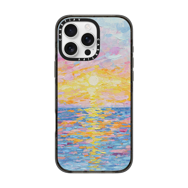 Ann Marie Coolick x CASETiFY iPhone 16 Pro Max Case Black Impact Case MagSafe Compatible Frosted Sunset