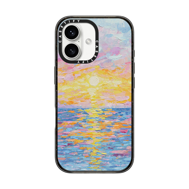 Ann Marie Coolick x CASETiFY iPhone 16 Case Black Impact Case MagSafe Compatible Frosted Sunset