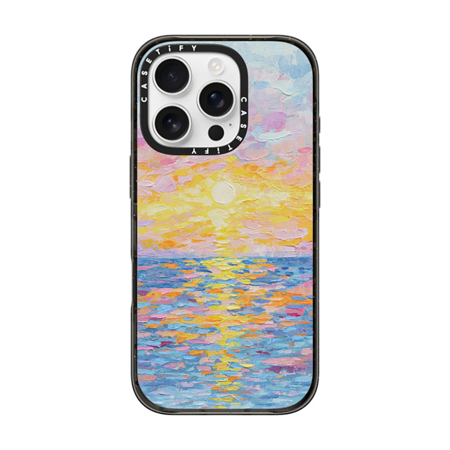 Ann Marie Coolick x CASETiFY iPhone 16 Pro Case Black Impact Case MagSafe Compatible Frosted Sunset