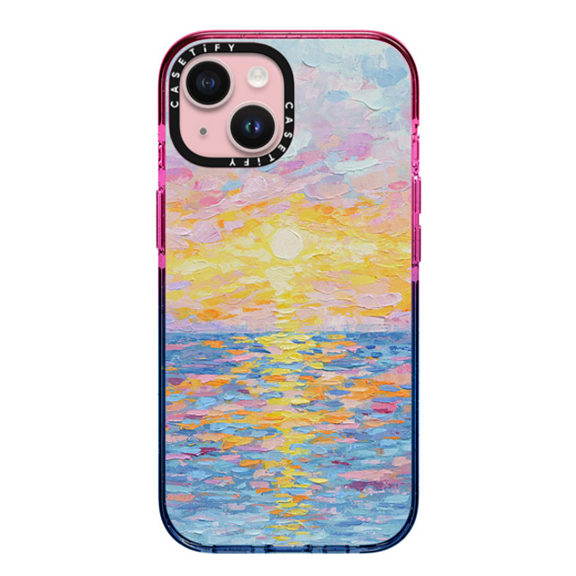 Ann Marie Coolick x CASETiFY iPhone 15 Case Cotton Candy Impact Case MagSafe Compatible Frosted Sunset