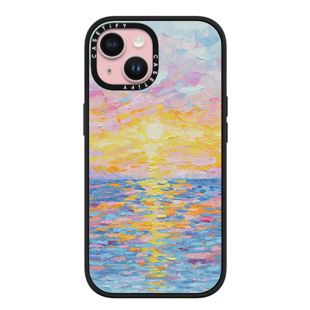 Ann Marie Coolick x CASETiFY iPhone 15 Case Matte Black Impact Case MagSafe Compatible Frosted Sunset