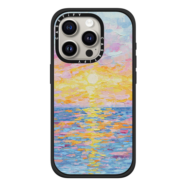 Ann Marie Coolick x CASETiFY iPhone 15 Pro Case Matte Black Impact Case MagSafe Compatible Frosted Sunset