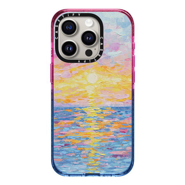 Ann Marie Coolick x CASETiFY iPhone 15 Pro Case Cotton Candy Impact Case MagSafe Compatible Frosted Sunset