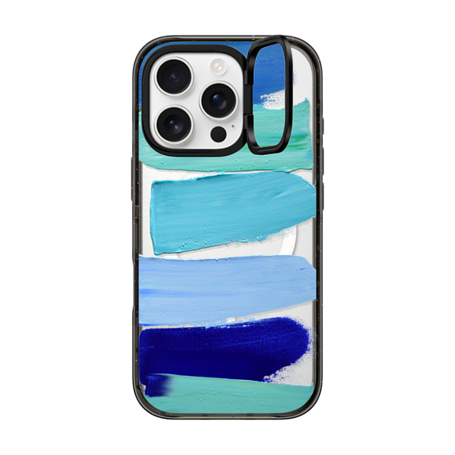 Ann Marie Coolick x CASETiFY iPhone 16 Pro ケース ブラック インパクトリングスタンドケース MagSafe対応 Ocean Blues