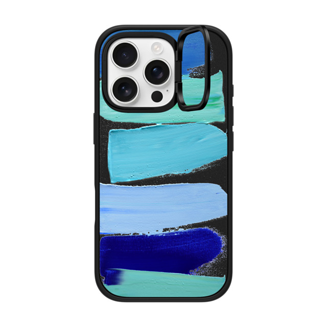 Ann Marie Coolick x CASETiFY iPhone 16 Pro ケース マットブラック インパクトリングスタンドケース MagSafe対応 Ocean Blues