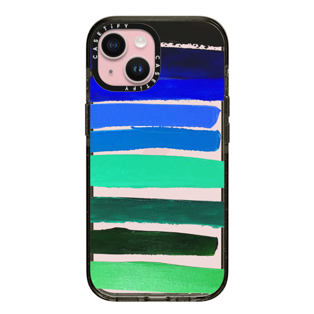 Ann Marie Coolick x CASETiFY iPhone 15 ケース Pattern,Line Art ブラック インパクトケース Retro Blue Stripes Father's Day Ann Marie Coolick x CASETiFY iPhone 15 ケース Pattern,Line Art ブラック インパクトケース Retro Blue Stripes Father's Day