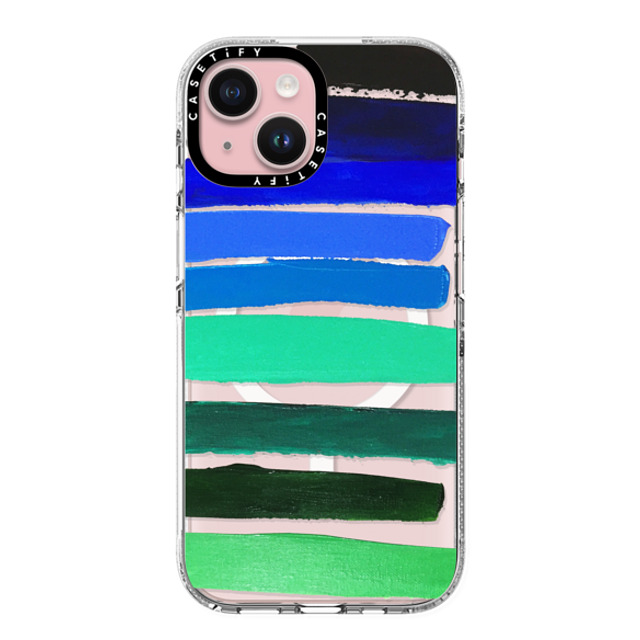 Ann Marie Coolick x CASETiFY iPhone 15 ケース Pattern,Line Art クリア クリア ケース MagSafe対応 Retro Blue Stripes Mother's Day Ann Marie Coolick x CASETiFY iPhone 15 ケース Pattern,Line Art クリア クリア ケース MagSafe対応 Retro Blue Stripes Mother's Day