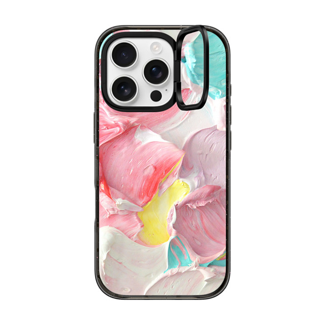 Ann Marie Coolick x CASETiFY iPhone 16 Pro ケース ブラック インパクトリングスタンドケース MagSafe対応 Pastel Waves