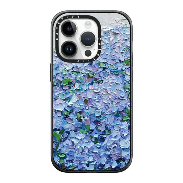 Ann Marie Coolick x CASETiFY iPhone 14 Pro ケース マットブラック インパクトケース MagSafe対応 Nantucket Blue Hydrangeas