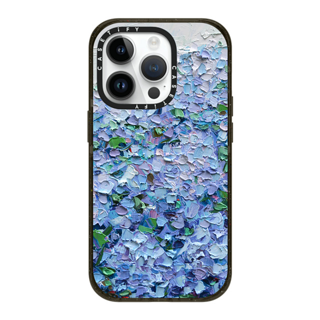 Ann Marie Coolick x CASETiFY iPhone 14 Pro ケース ブラック インパクトケース MagSafe対応 Nantucket Blue Hydrangeas