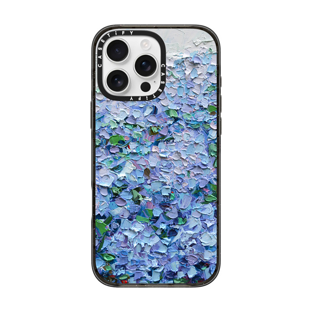 Ann Marie Coolick x CASETiFY iPhone 16 Pro Max ケース ブラック インパクトケース MagSafe対応 Nantucket Blue Hydrangeas