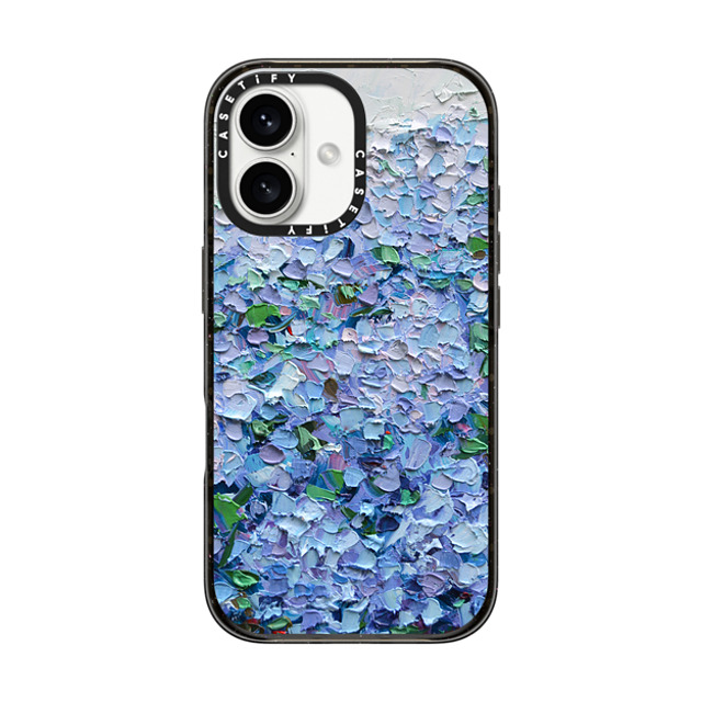 Ann Marie Coolick x CASETiFY iPhone 16 ケース ブラック インパクトケース MagSafe対応 Nantucket Blue Hydrangeas