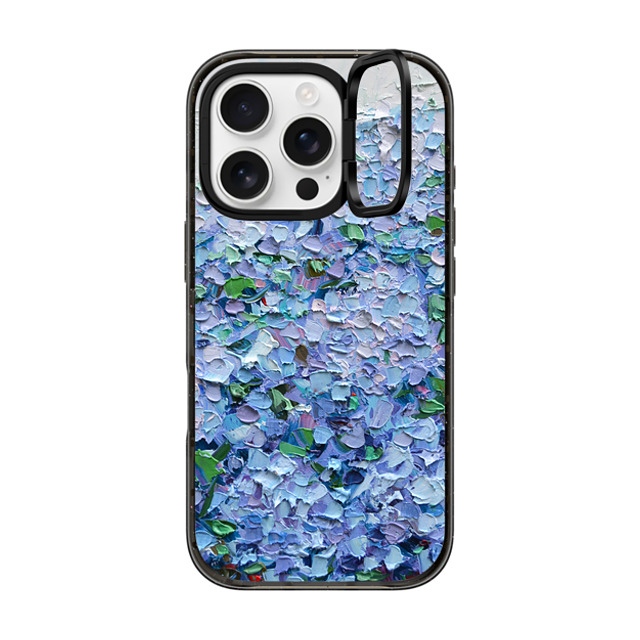 Ann Marie Coolick x CASETiFY iPhone 16 Pro ケース ブラック インパクトリングスタンドケース MagSafe対応 Nantucket Blue Hydrangeas