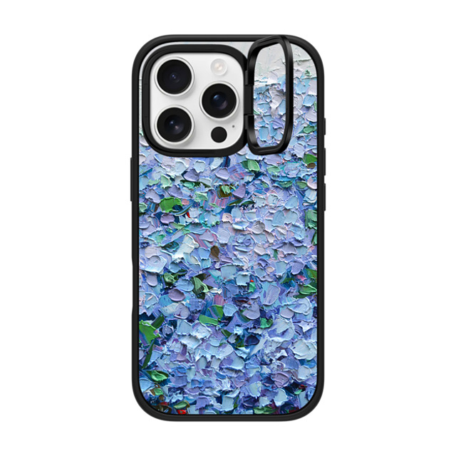 Ann Marie Coolick x CASETiFY iPhone 16 Pro ケース マットブラック インパクトリングスタンドケース MagSafe対応 Nantucket Blue Hydrangeas