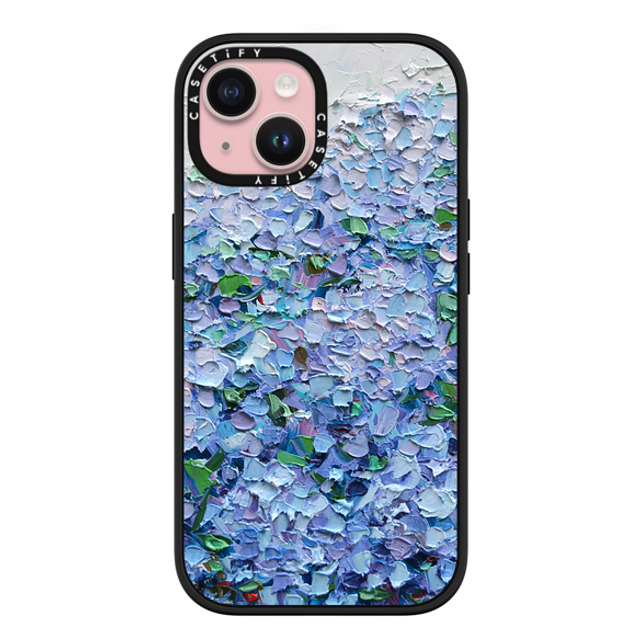 Ann Marie Coolick x CASETiFY iPhone 15 ケース マットブラック インパクトケース MagSafe対応 Nantucket Blue Hydrangeas