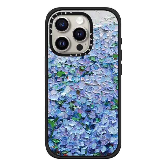 Ann Marie Coolick x CASETiFY iPhone 15 Pro ケース マットブラック インパクトケース MagSafe対応 Nantucket Blue Hydrangeas