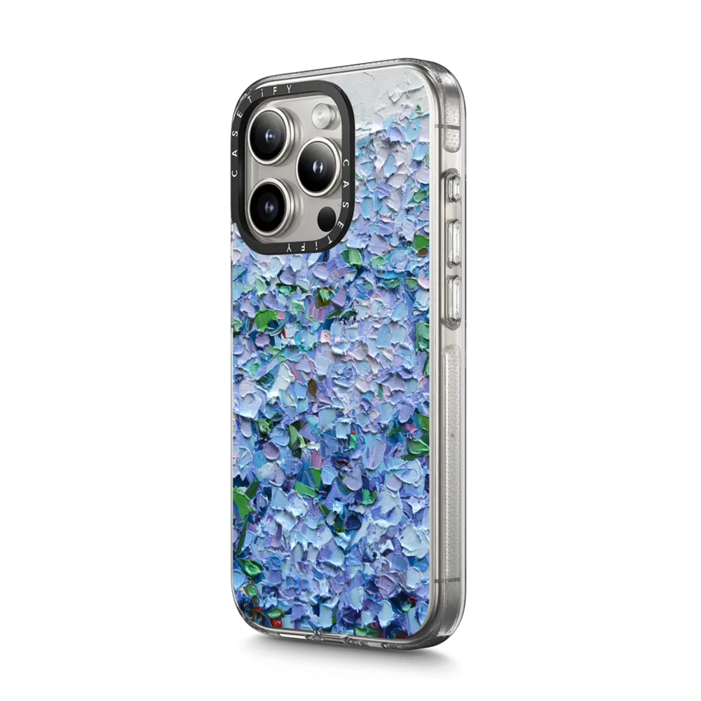 Clear iPhone 15 Pro Case MagSafe Compatible - Nantucket Blue Hydrangeas