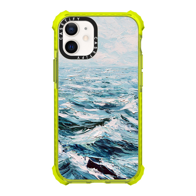 Ann Marie Coolick x CASETiFY iPhone 12 mini ケース ネオン イエロー ウルトラインパクトケース Deep Blue Sea