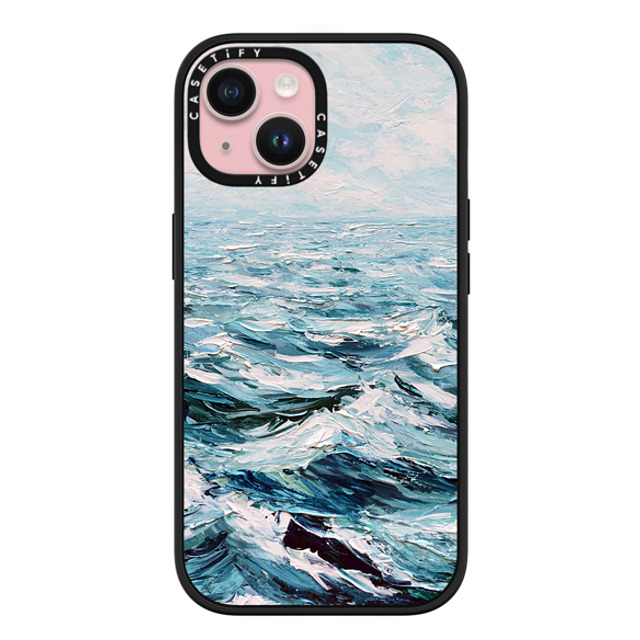 Ann Marie Coolick x CASETiFY iPhone 15 ケース マットブラック インパクトケース MagSafe対応 Deep Blue Sea