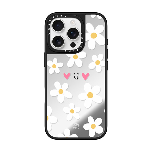 Uglie Mug x CASETiFY iPhone 16 Pro ケース Silver on Black ミラーケース MagSafe対応 Uglie Mug Bloom